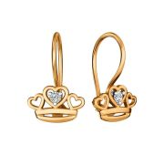 01-218070 Серьги детские корона из сердец бренд Sanis (Au 585)