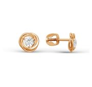 000682-1100 Серьги пуссеты с фианитами бренд Dinastia (Au 585)