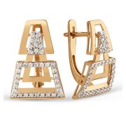 033002-1102 Серьги с фианитами бренд Dinastia (Au 585)